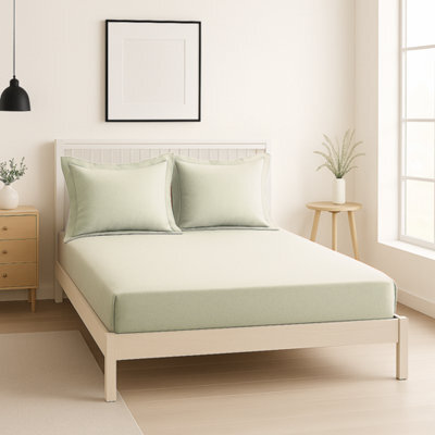 Luxury 200Tc Oxford Border Pillowcase Pair Soft Feel Cream