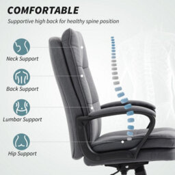 Homcom Fabric Office Chair, Computer Desk Chair For Home, Charcoal Grey - thumbnail 4