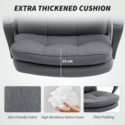 Homcom Fabric Office Chair, Computer Desk Chair For Home, Charcoal Grey - thumbnail 6