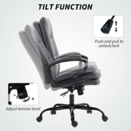 Homcom Fabric Office Chair, Computer Desk Chair For Home, Charcoal Grey - thumbnail 5