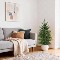 London Boutique Set Of 2 120Cm Pre-Lit Artificial Cedar Pine Topiary Trees, 3D Faux Evergreen Plants, Home Office Decor - thumbnail 5