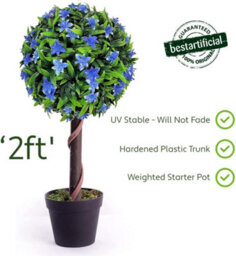 Best Artificial 2Ft / 60Cm Blue Lily Ball Tree Plant Garden Office Conservatory Tropical Indoor Outdoor - thumbnail 3