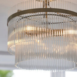 Loops Stylish 2 Pack Antique Brass Semi Flush Ceiling Lights With Clear Glass Shade - thumbnail 4