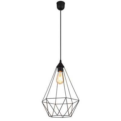 Luminosa Lighting Luminosa Zachary Wire Frame Pendant Ceiling Light Matt Black 1X E27 - image 1