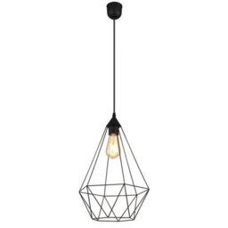 Luminosa Lighting Luminosa Zachary Wire Frame Pendant Ceiling Light Matt Black 1X E27 - thumbnail 1