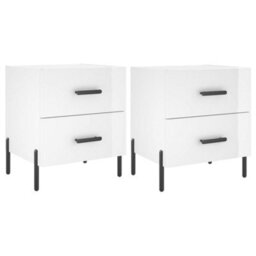 Berkfield Bedside Cabinets 2 Pcs High Gloss White 40X35X47.5 Cm Engineered Wood - thumbnail 2