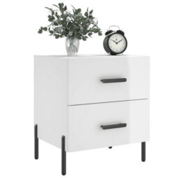 Berkfield Bedside Cabinets 2 Pcs High Gloss White 40X35X47.5 Cm Engineered Wood - thumbnail 3