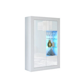 Creative Furniture Arcadia Display Cabinet 140Cm - White With Gloss Doors - thumbnail 4
