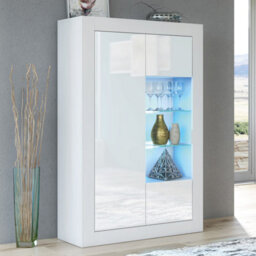 Creative Furniture Arcadia Display Cabinet 140Cm - White With Gloss Doors - thumbnail 1