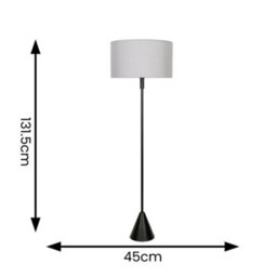Valuelights Mitch Grey Fabric Drum Lamp Shade Black Single Stem Triangle Floor Lamp - thumbnail 4