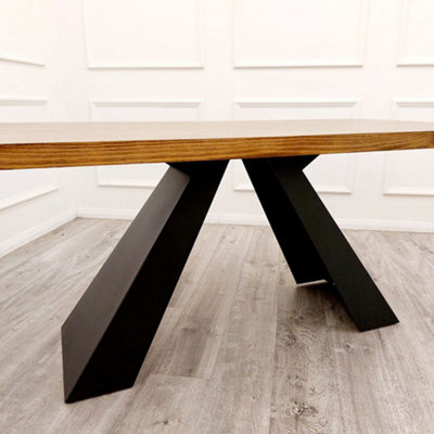 Stratus Interiors Axel 1.8 Dining Table Solid Wood Top With Matt Black Metal Legs - image 1