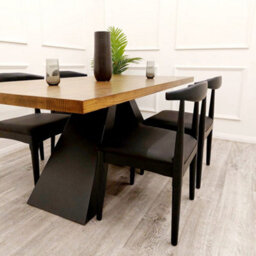 Stratus Interiors Axel 1.8 Dining Table Solid Wood Top With Matt Black Metal Legs - thumbnail 8