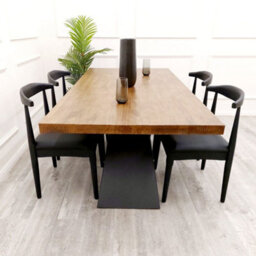 Stratus Interiors Axel 1.8 Dining Table Solid Wood Top With Matt Black Metal Legs - thumbnail 7