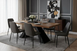 Stratus Interiors Axel 1.8 Dining Table Solid Wood Top With Matt Black Metal Legs - thumbnail 3
