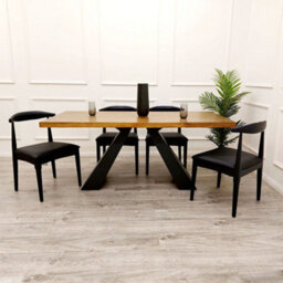 Stratus Interiors Axel 1.8 Dining Table Solid Wood Top With Matt Black Metal Legs - thumbnail 6