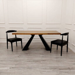 Stratus Interiors Axel 1.8 Dining Table Solid Wood Top With Matt Black Metal Legs - thumbnail 5