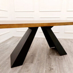 Stratus Interiors Axel 1.8 Dining Table Solid Wood Top With Matt Black Metal Legs