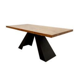 Stratus Interiors Axel 1.8 Dining Table Solid Wood Top With Matt Black Metal Legs - thumbnail 2