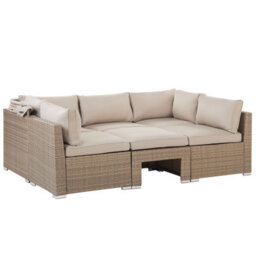 Beliani Garden Lounge Set With Table 5 Seater Coccolia Modular Pe Rattan Beige - thumbnail 8