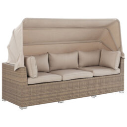 Beliani Garden Lounge Set With Table 5 Seater Coccolia Modular Pe Rattan Beige - thumbnail 9