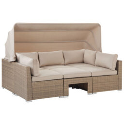 Beliani Garden Lounge Set With Table 5 Seater Coccolia Modular Pe Rattan Beige - thumbnail 7