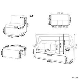 Beliani Garden Lounge Set With Table 5 Seater Coccolia Modular Pe Rattan Beige - thumbnail 3
