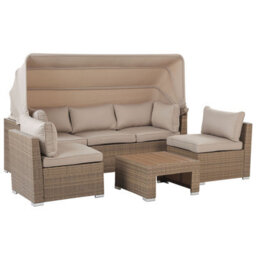 Beliani Garden Lounge Set With Table 5 Seater Coccolia Modular Pe Rattan Beige - thumbnail 6