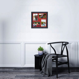 AK Frames 12X12 Black Classic Multi Photo Frame With Crimson Mount - Holds 4 Apertures (4X) 6X4 Photos - thumbnail 3