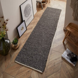 Handmade Modern Plain Wool Easy To Clean Textured Charcoal Rug For Living Room & Bedroom-200Cm X 290Cm - thumbnail 6