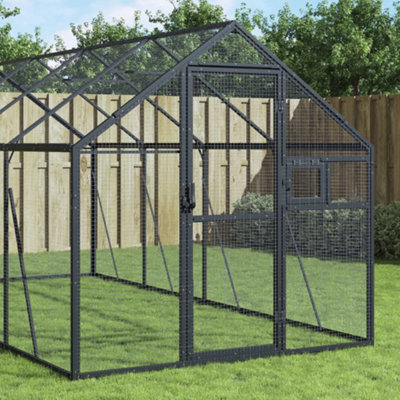 Walplus Anthracite Aviary 1.79X4X1.85 M Aluminium Bird Cage Large Parrot Cage Budgie Cage - image 1