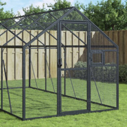 Walplus Anthracite Aviary 1.79X4X1.85 M Aluminium Bird Cage Large Parrot Cage Budgie Cage