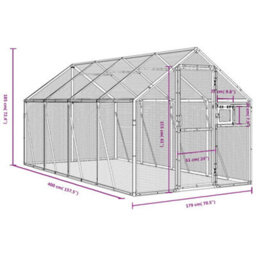 Walplus Anthracite Aviary 1.79X4X1.85 M Aluminium Bird Cage Large Parrot Cage Budgie Cage - thumbnail 7