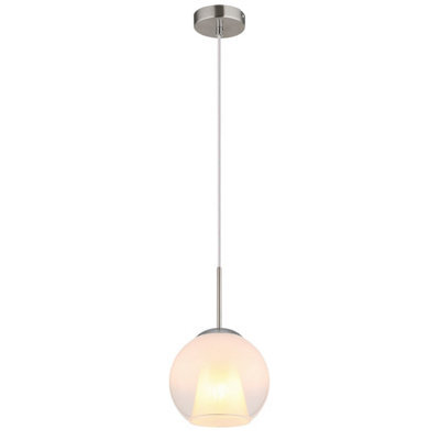 Luminosa Lighting Luminosa Barry 20Cm Dome Pendant Ceiling Light Nickel Matt Ball Opal Glass Shade 1X E27 - image 1