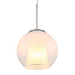 Luminosa Lighting Luminosa Barry 20Cm Dome Pendant Ceiling Light Nickel Matt Ball Opal Glass Shade 1X E27 - thumbnail 3