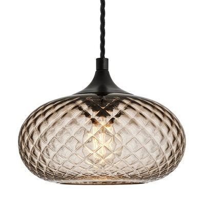 Industville Chelsea Textured Glass Round Pendant Light - 10 Inch, Diamond Glass Shade - image 1