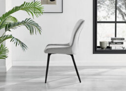 Furniturebox Kylo Brown Rectangular Wood Effect Dining Table & 6 Light Grey Velvet Nora Black Leg Chairs - thumbnail 8