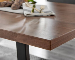 Furniturebox Kylo Brown Rectangular Wood Effect Dining Table & 6 Light Grey Velvet Nora Black Leg Chairs - thumbnail 3