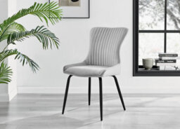 Furniturebox Kylo Brown Rectangular Wood Effect Dining Table & 6 Light Grey Velvet Nora Black Leg Chairs - thumbnail 6