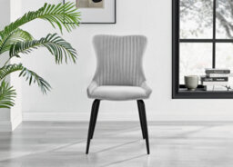 Furniturebox Kylo Brown Rectangular Wood Effect Dining Table & 6 Light Grey Velvet Nora Black Leg Chairs - thumbnail 7