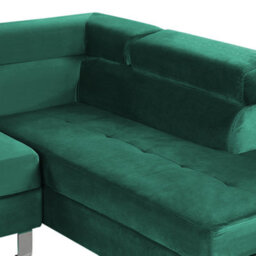 Beliani Corner Sofa 5 Seater Norrea Velvet Emerald Green Left Hand - thumbnail 6