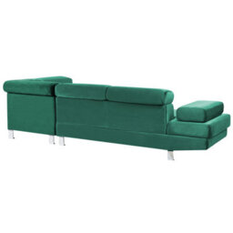 Beliani Corner Sofa 5 Seater Norrea Velvet Emerald Green Left Hand - thumbnail 5
