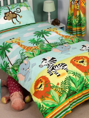 World Of Wallpaper Jungle-Tastic Single Duvet Cover And Pillowcase Set - image 1