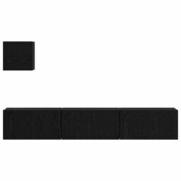 Berkfield Tv Unit Set 4 Pcs Black Oak 60 X 30 X 30 Cm Engineered Wood - thumbnail 8