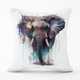 Warren Reed Designer Elephant Splashart Cushions 60Cm X 60Cm - thumbnail 1