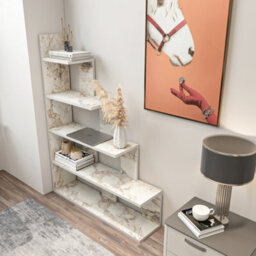 Decorotika Echo 120 Cm Bookcase White Marble Effect - thumbnail 3