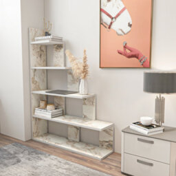 Decorotika Echo 120 Cm Bookcase White Marble Effect - thumbnail 2