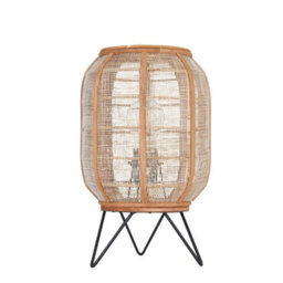 Luminosa Lighting Luminosa Zaire Complete Table Lamp, Natural Linen, Natural Bamboo, Matt Black - thumbnail 6