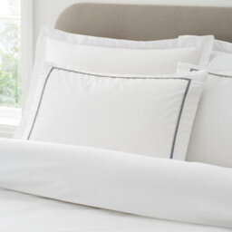 Bianca Fine Linens Contrast Trim 200 Thread Count Cotton Single Duvet Cover Set With Pillowcase White / Black - thumbnail 2
