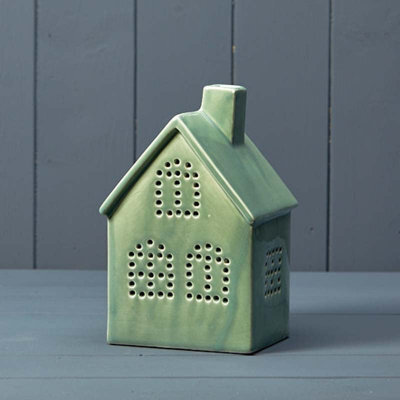 White Ceramic Led House 8X6.5X11.7Cm - image 1