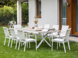 Beliani Extending Garden Dining Table Fanes 184/242 Cm 90 Cm Metal White - thumbnail 2